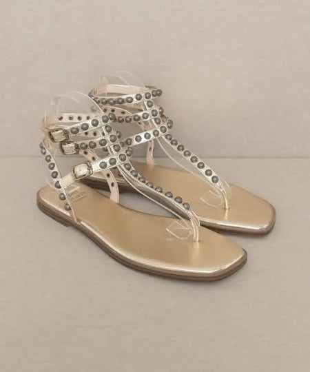 Oasis Society Oaklyn - Studded Gladiator Sandal - Sleekdenim.com