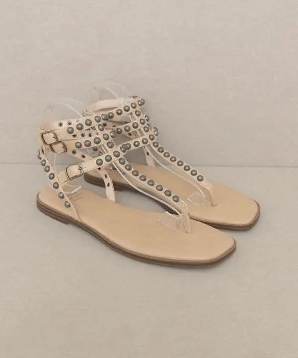 Oasis Society Oaklyn - Studded Gladiator Sandal - Sleekdenim.com