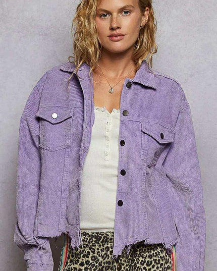 POL Button Down Corduroy Trucker Jacket - Sleekdenim.com