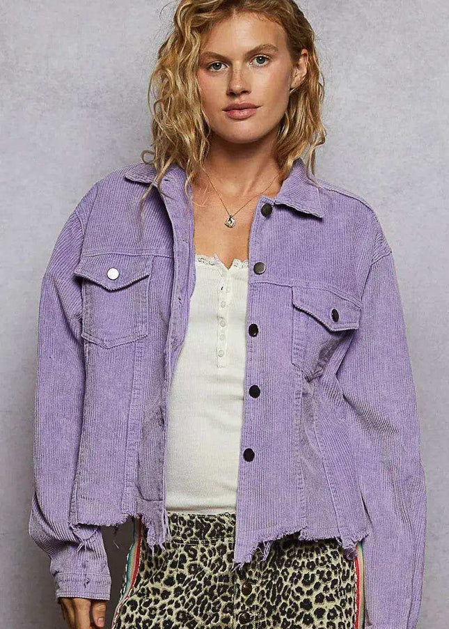 POL Button Down Corduroy Trucker Jacket - Sleekdenim.com