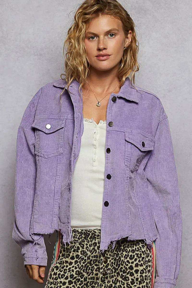 POL Button Down Corduroy Trucker Jacket - Sleekdenim.com
