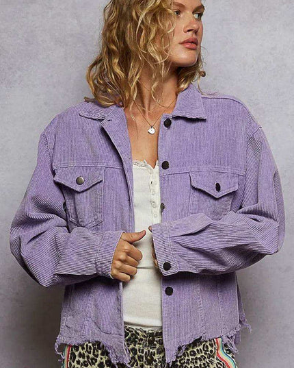 POL Button Down Corduroy Trucker Jacket - Sleekdenim.com