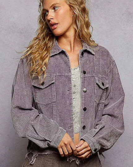 POL Button Down Corduroy Trucker Jacket - Sleekdenim.com