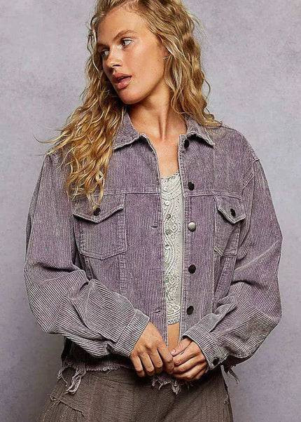POL Button Down Corduroy Trucker Jacket - Sleekdenim.com