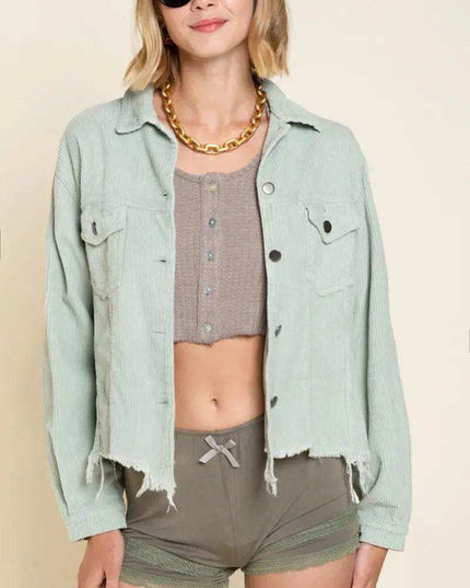 POL Button Down Corduroy Trucker Jacket - Sleekdenim.com