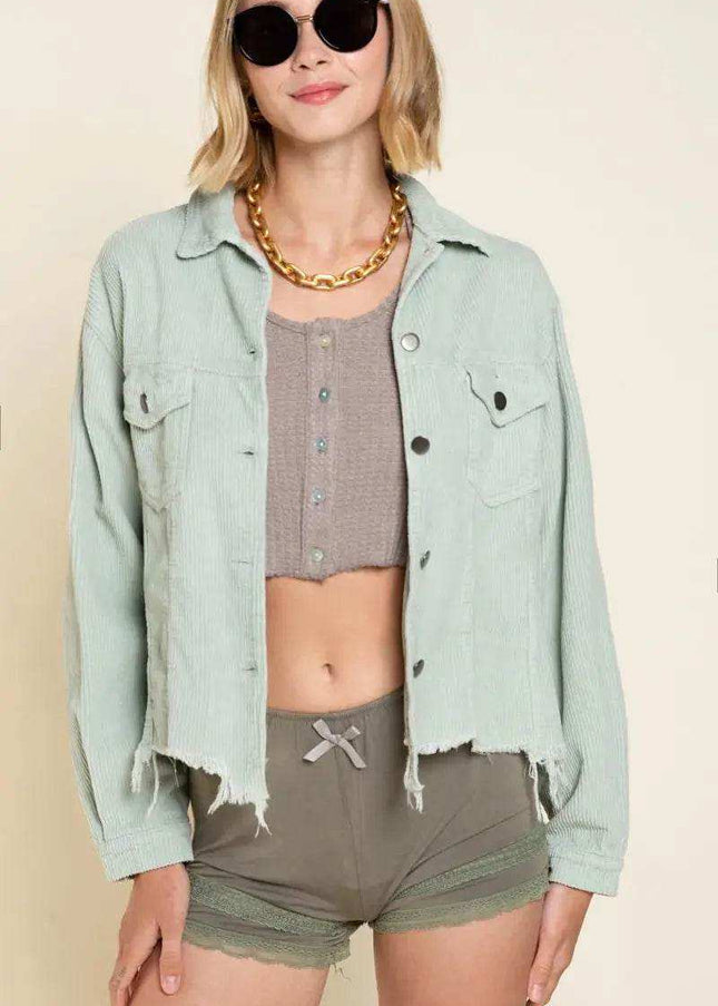 POL Button Down Corduroy Trucker Jacket - Sleekdenim.com