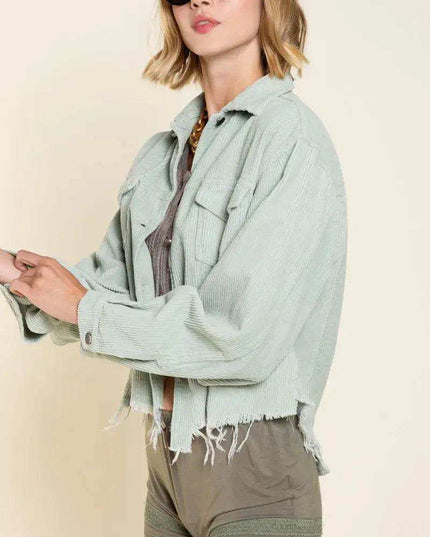 POL Button Down Corduroy Trucker Jacket - Sleekdenim.com