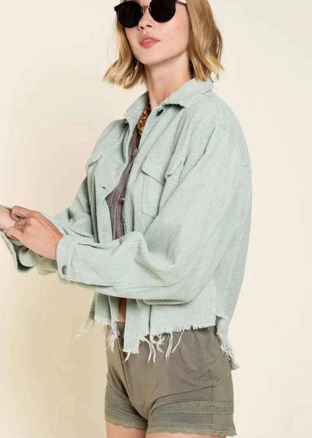 POL Button Down Corduroy Trucker Jacket - Sleekdenim.com