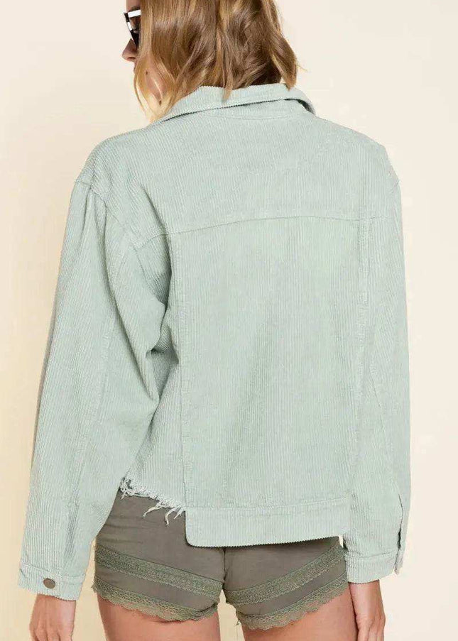 POL Button Down Corduroy Trucker Jacket - Sleekdenim.com