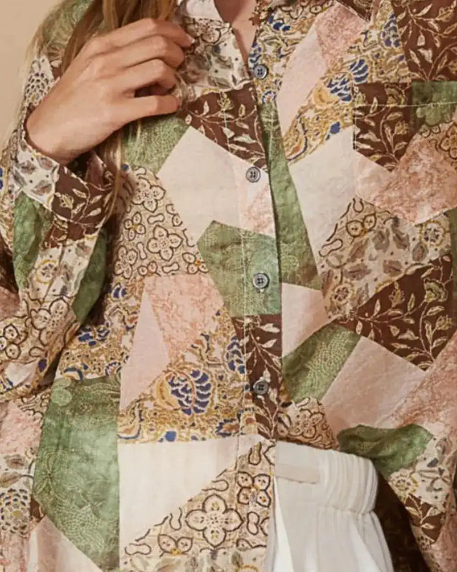 POL Button-Down Long Sleeve Printed Shirt - Sleekdenim.com