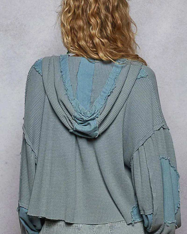 POL Contrast Cropped Jacket with Raw Edge Detail - Sleekdenim.com