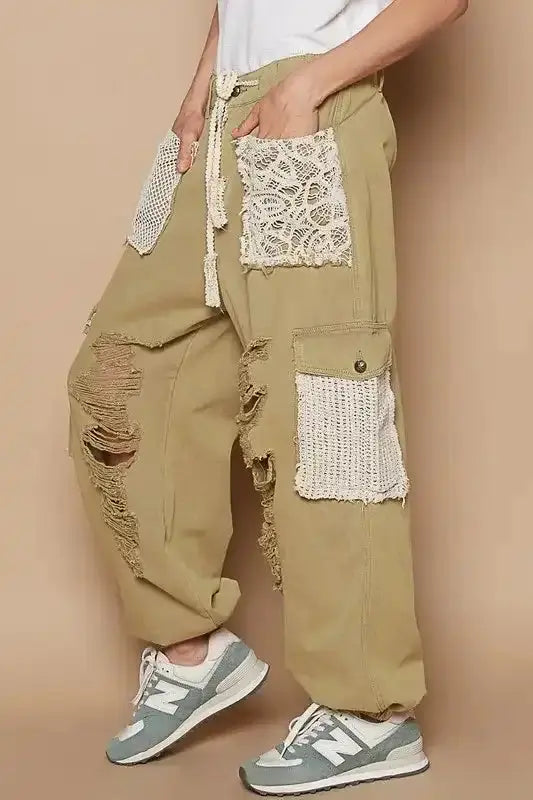 POL Crochet Patch Distressed Washed Jeans - Sleekdenim.com