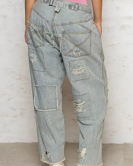 POL Distressed Raw Hem Wide Leg Pants - Sleekdenim.com