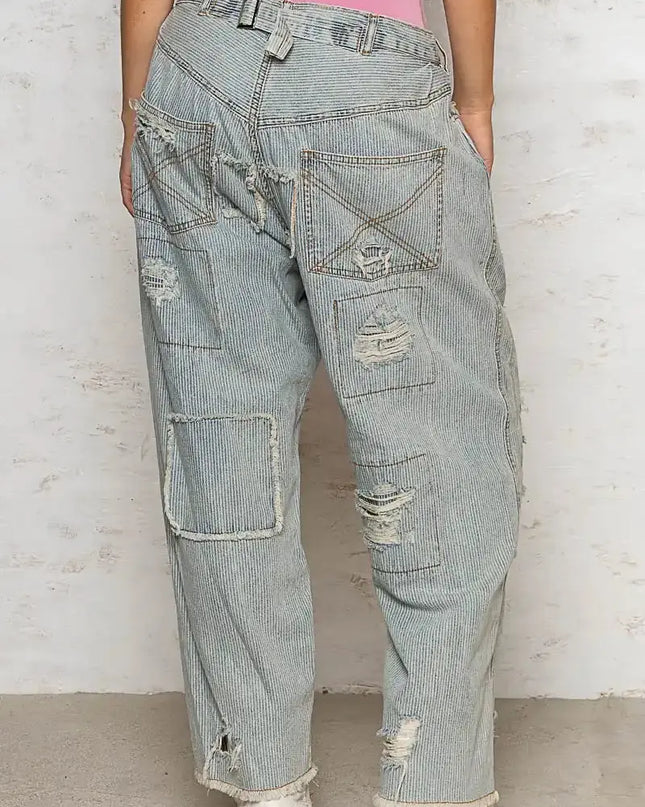 POL Distressed Raw Hem Wide Leg Pants - Sleekdenim.com