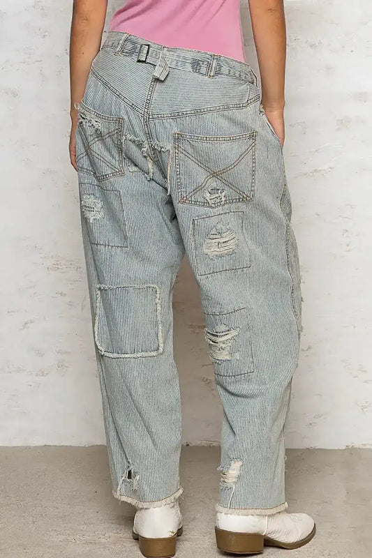POL Distressed Raw Hem Wide Leg Pants - Sleekdenim.com