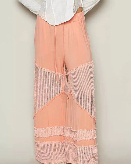 POL Drawstring Elastic Waistband Wide-Leg Pants - Sleekdenim.com