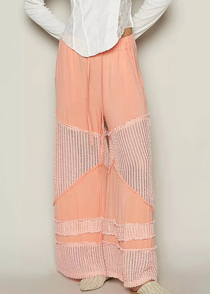POL Drawstring Elastic Waistband Wide-Leg Pants - Sleekdenim.com