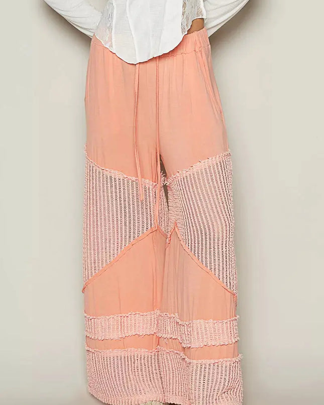 POL Drawstring Elastic Waistband Wide-Leg Pants - Sleekdenim.com