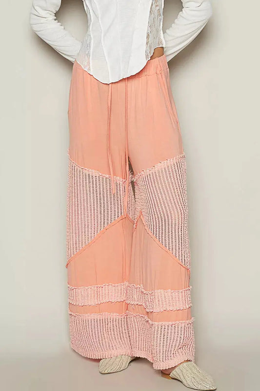 POL Drawstring Elastic Waistband Wide-Leg Pants - Sleekdenim.com
