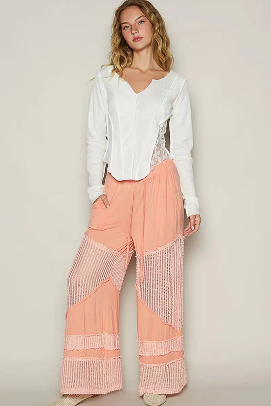 POL Drawstring Elastic Waistband Wide-Leg Pants - Sleekdenim.com
