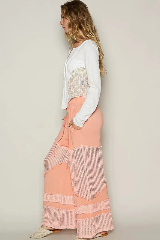 POL Drawstring Elastic Waistband Wide-Leg Pants - Sleekdenim.com