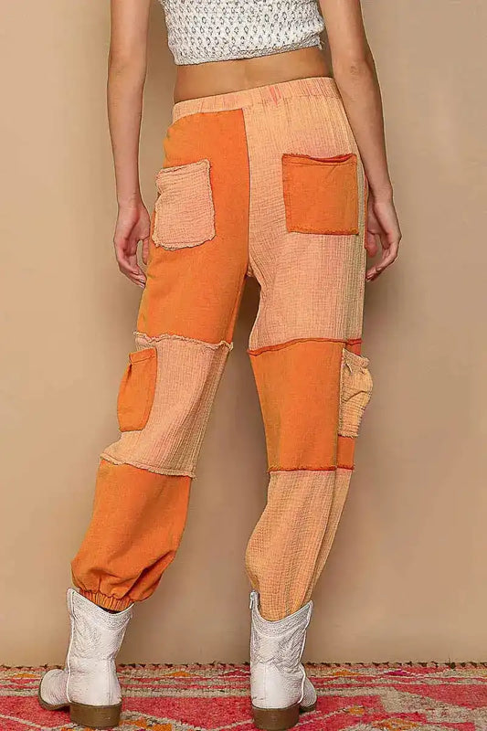 POL Drawstring Pocketed Contrast Jogger Pants - Sleekdenim.com