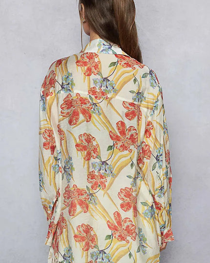 POL Floral Print Button Down Long Sleeve Shirt - Sleekdenim.com