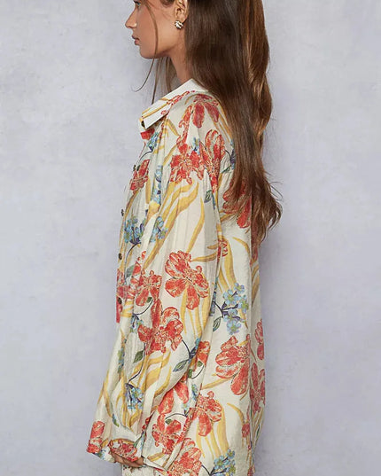 POL Floral Print Button Down Long Sleeve Shirt - Sleekdenim.com