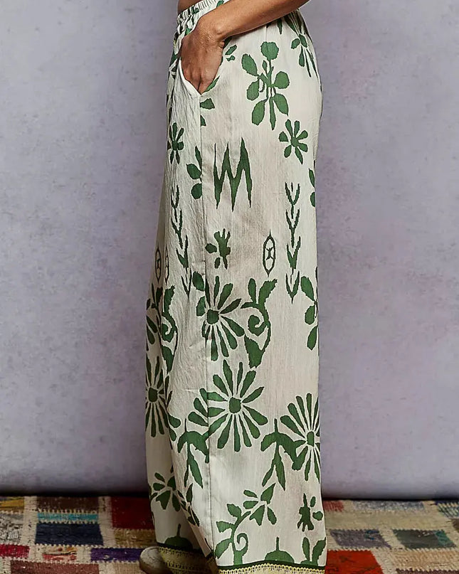 POL Floral Printed Woven Wide Leg Drawstring Pants - Sleekdenim.com