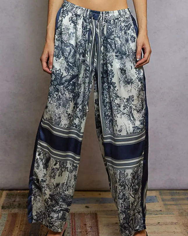 POL Floral Printed Woven Wide Leg Drawstring Pants - Sleekdenim.com