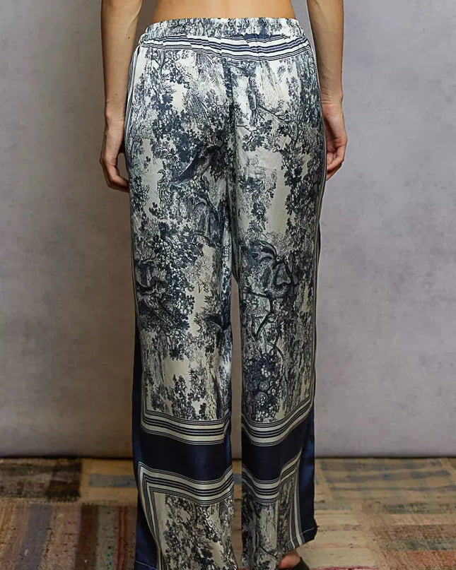 POL Floral Printed Woven Wide Leg Drawstring Pants - Sleekdenim.com
