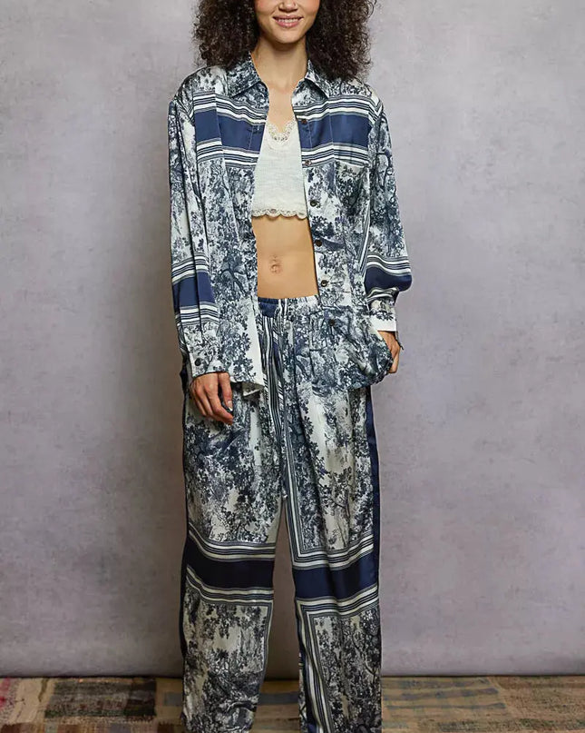 POL Floral Printed Woven Wide Leg Drawstring Pants - Sleekdenim.com