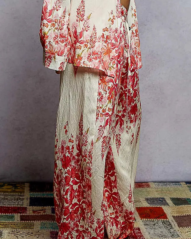 POL Floral Printed Woven Wide Leg Drawstring Pants - Sleekdenim.com