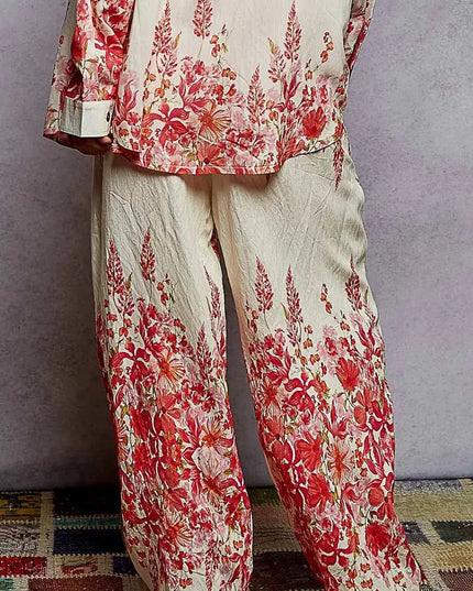 POL Floral Printed Woven Wide Leg Drawstring Pants - Sleekdenim.com