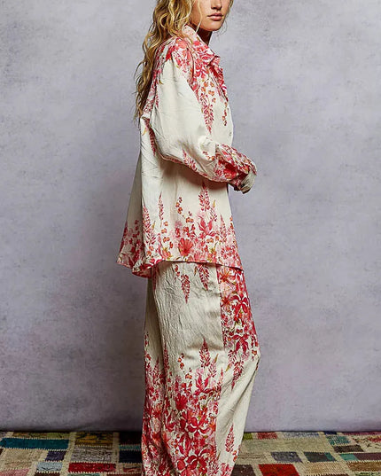 POL Floral Printed Woven Wide Leg Drawstring Pants - Sleekdenim.com