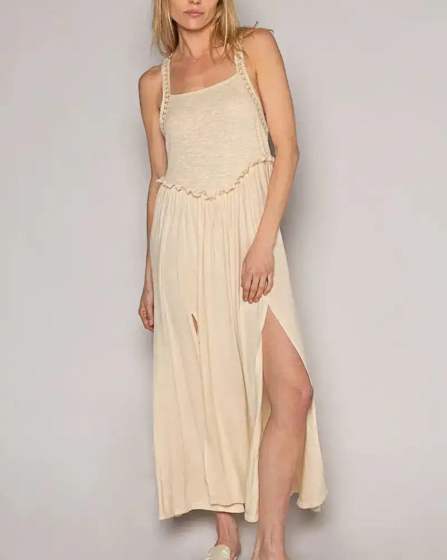 POL Frill Slit Square Neck Cami Dress - Sleekdenim.com