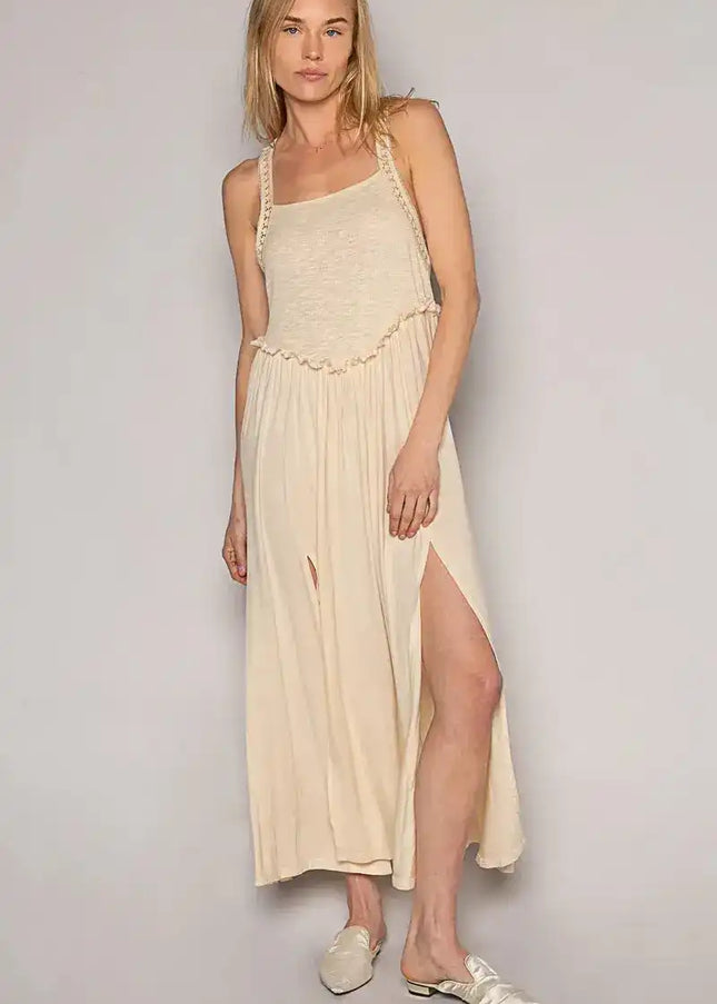 POL Frill Slit Square Neck Cami Dress - Sleekdenim.com