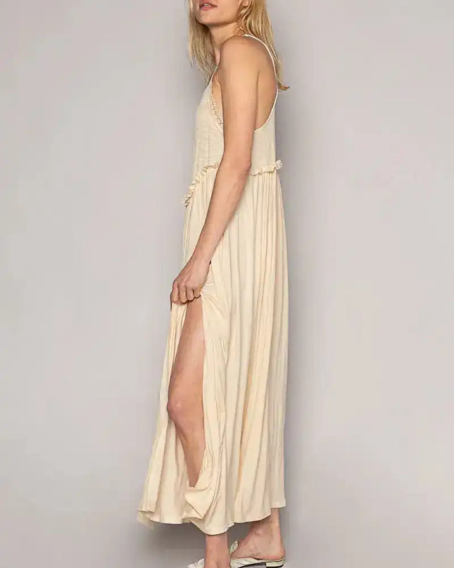 POL Frill Slit Square Neck Cami Dress - Sleekdenim.com