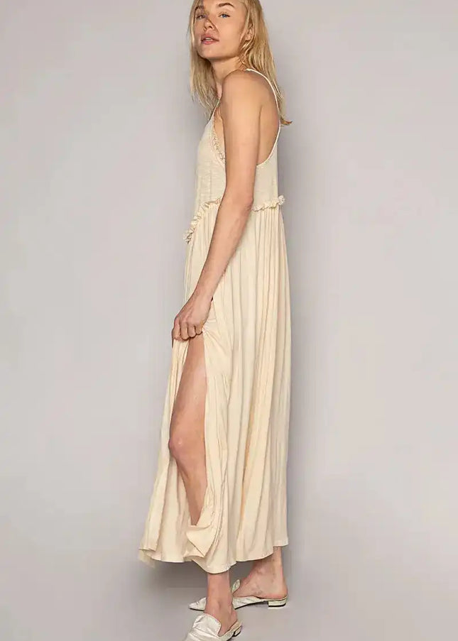 POL Frill Slit Square Neck Cami Dress - Sleekdenim.com