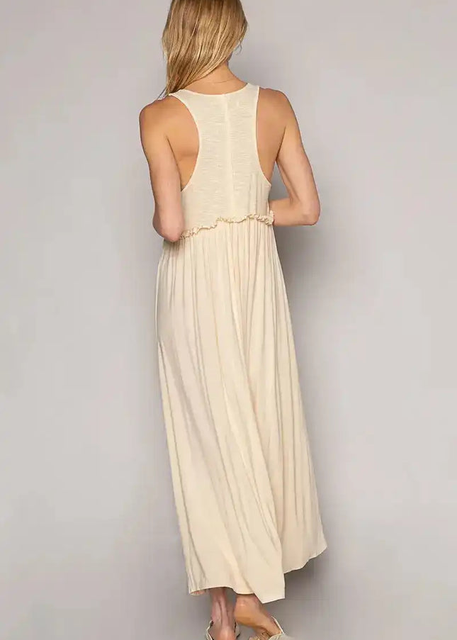 POL Frill Slit Square Neck Cami Dress - Sleekdenim.com