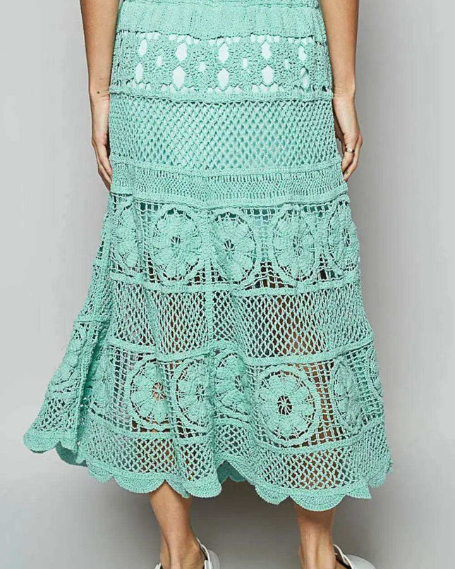 POL Lace Tiered Midi Skirt - Sleekdenim.com