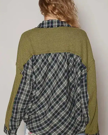 POL Plaid Button Down Shirt with Chest Pockets - Sleekdenim.com