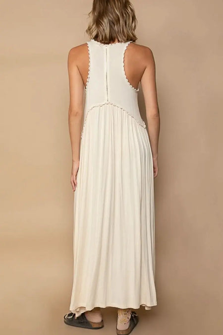 POL Sleeveless Back Zipper Front Slit Maxi Dress - Sleekdenim.com