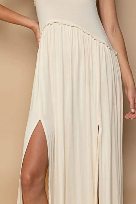 POL Sleeveless Back Zipper Front Slit Maxi Dress - Sleekdenim.com