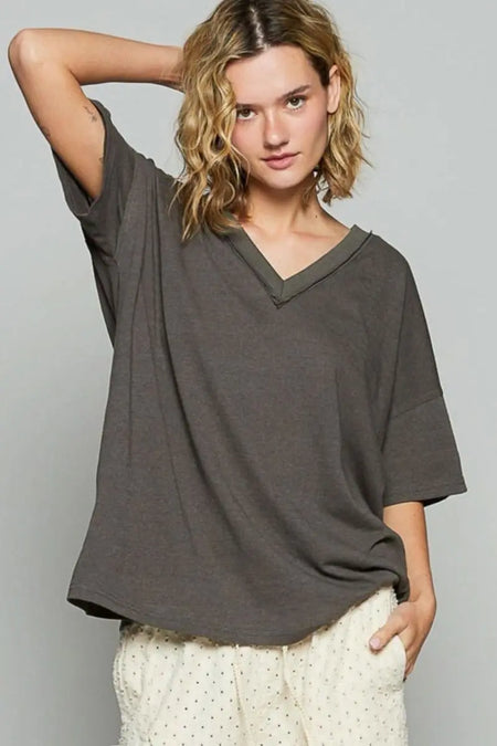 POL V - Neck Half Sleeve T-Shirt - Sleekdenim.com