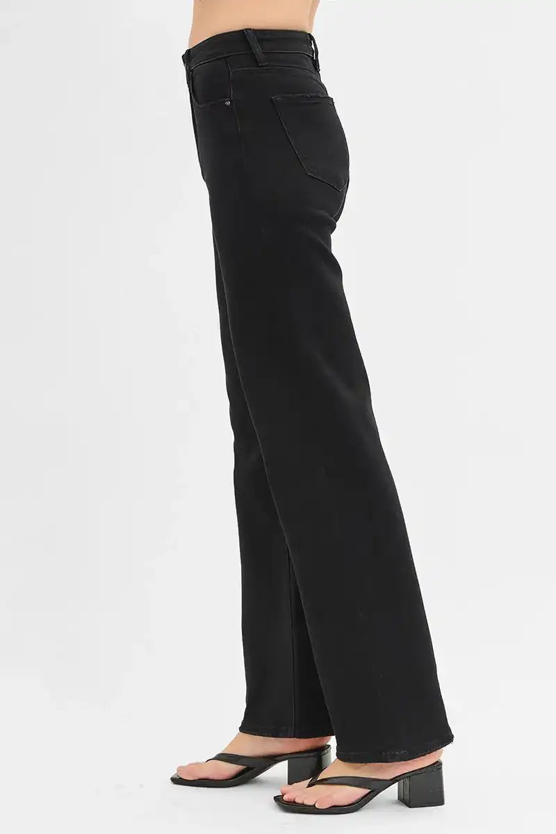 RISEN High Rise Wide Leg Jeans in Black PW21227X Plus & Regular