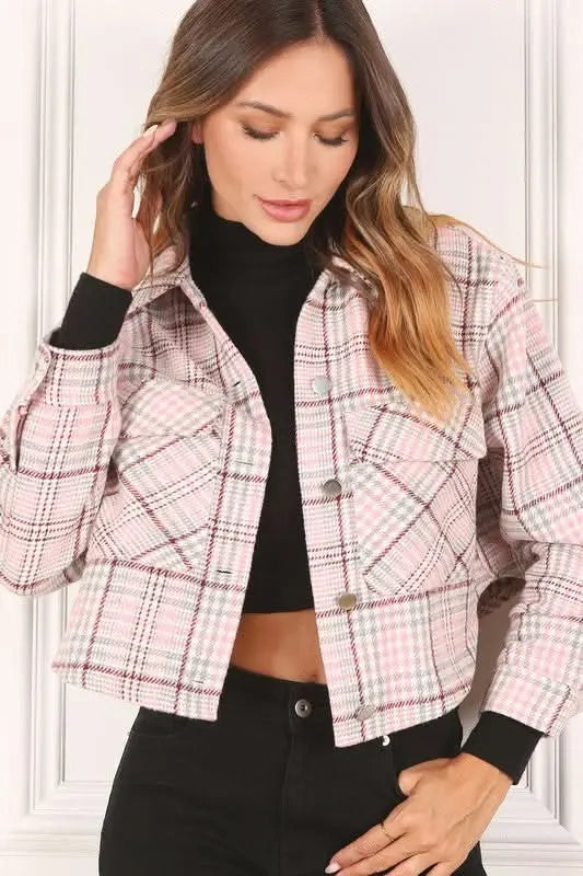 Plaid crop jacket - Sleekdenim.com