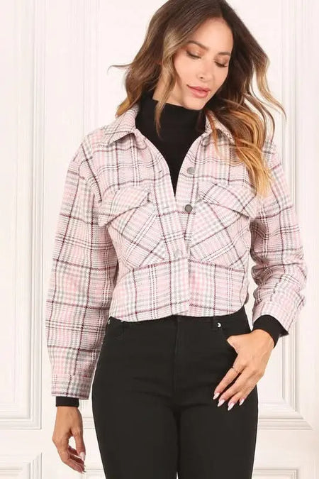 Plaid crop jacket - Sleekdenim.com