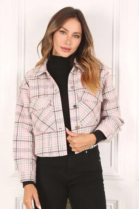 Plaid crop jacket - Sleekdenim.com