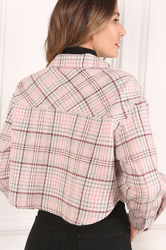 Plaid crop jacket - Sleekdenim.com